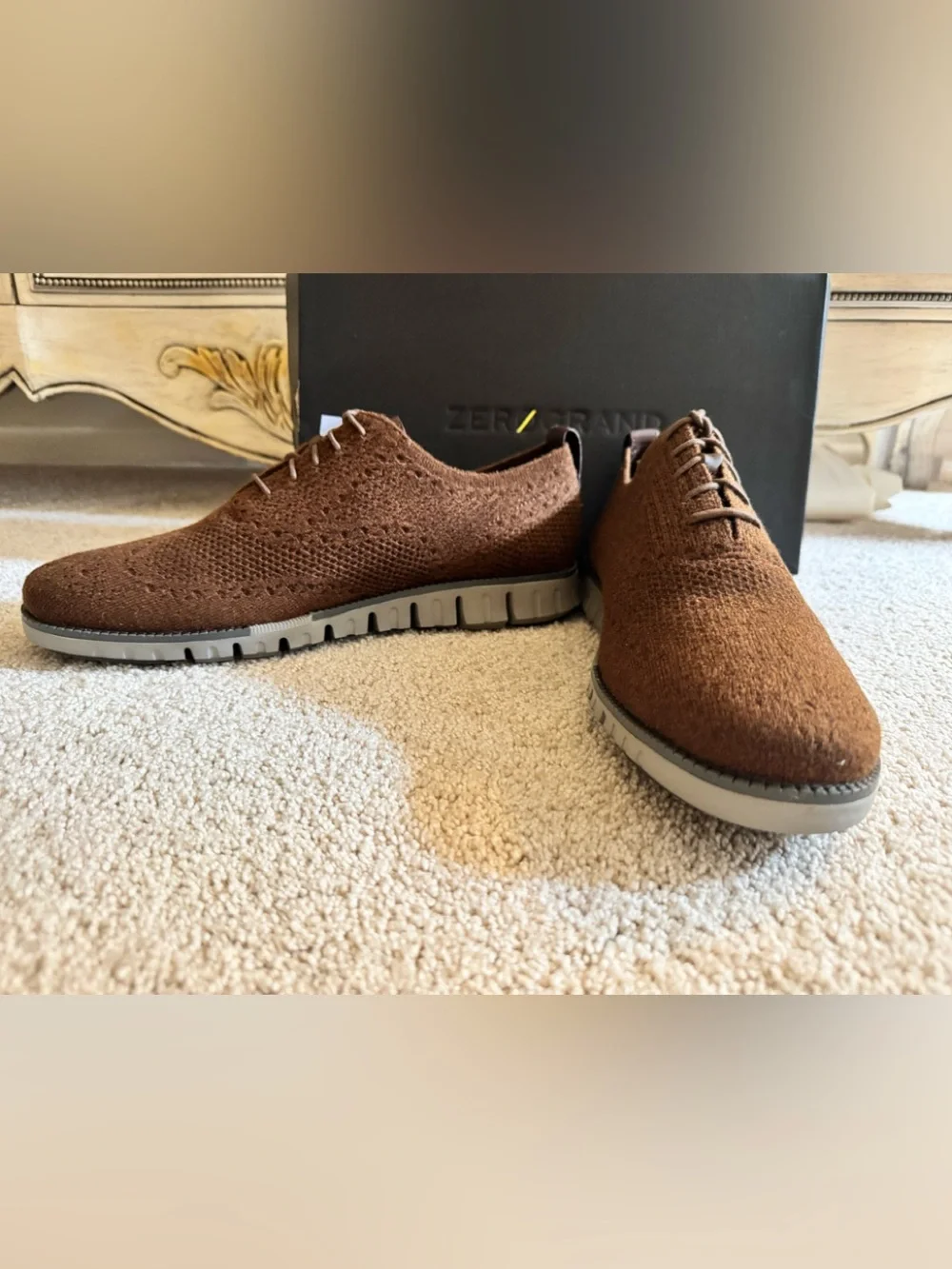 Cole Haan Brown Knit Zerogrand Lace-Up Sneakers